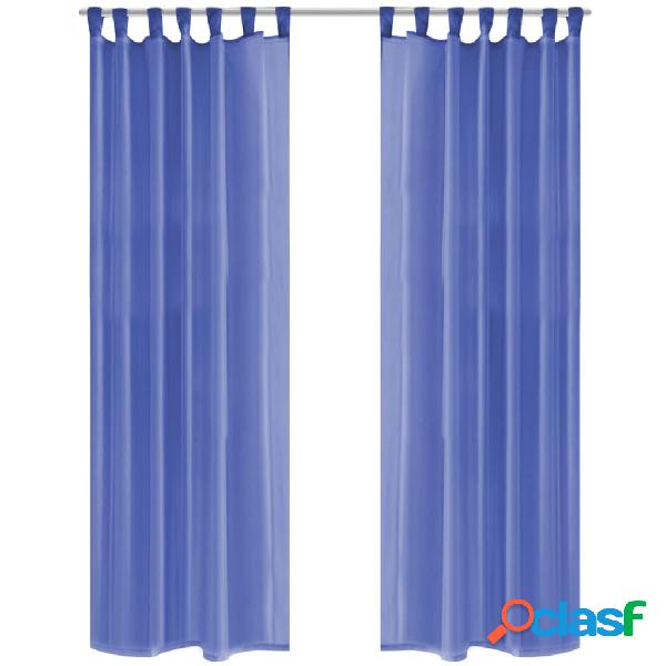 vidaXL Tende in Voile 2 pz 140x175 cm Blu Reale