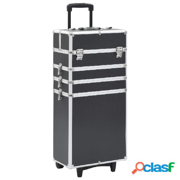 vidaXL Valigia Trolley per Cosmetici in Alluminio Nero
