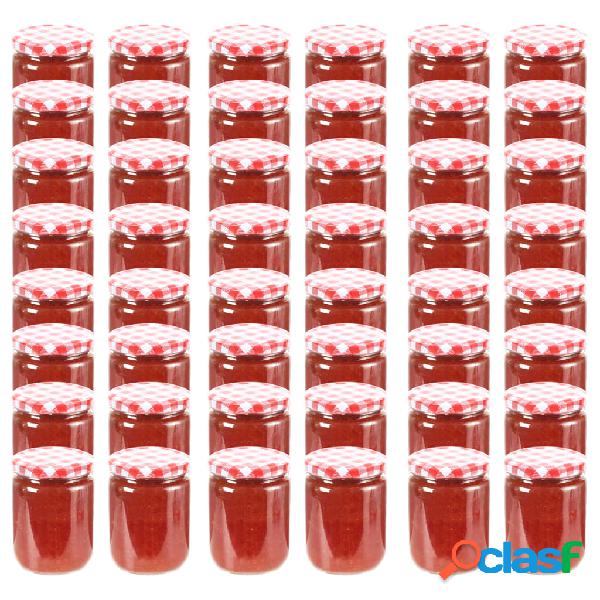 vidaXL Vaso Marmellata in Vetro Coperchio Bianco e Rosso 48