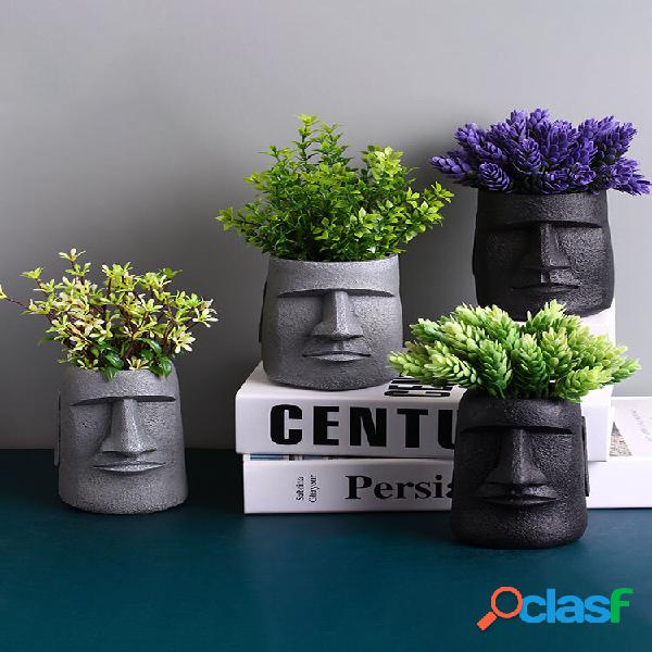 1 PZ Astratto Testa Umana Vasi di Fiori Scultura Creativa