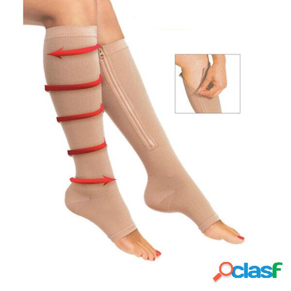 1 paio zip Sox compressione Calze cerniera gamba supporto