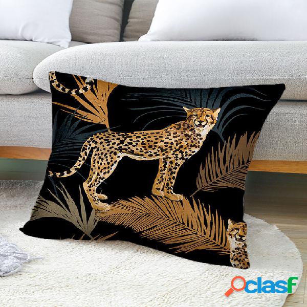 1 pz Lino Leopardo Decorazione In Camera Da Letto Soggiorno