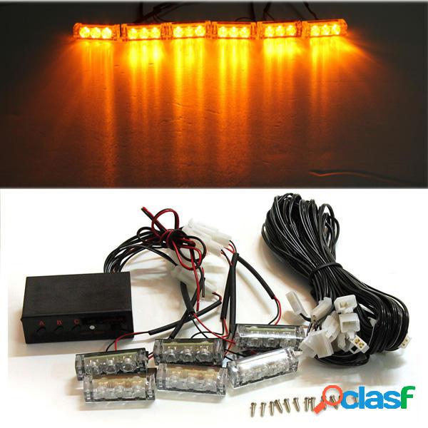 12v 6 ambra LED luci lampeggianti Grill Bar flash