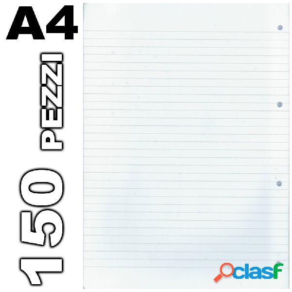 150 FOGLI FORATI PER QUADERNI ANELLI QUADERNO A4 A RIGHE 1R