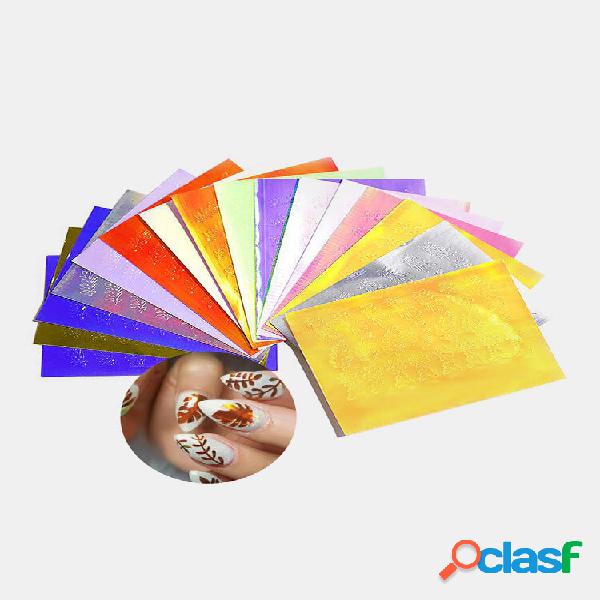 16 Pz/Kit Olografico Flame Foglie Chiodo Adesivi Symphony