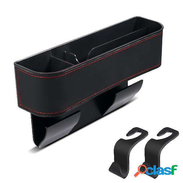 1PC Car Storage Scatola Seat Gap Filler Nero con punti rossi