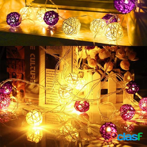 20 LED Rattan Ball String Light Home Garden Fairy lampada