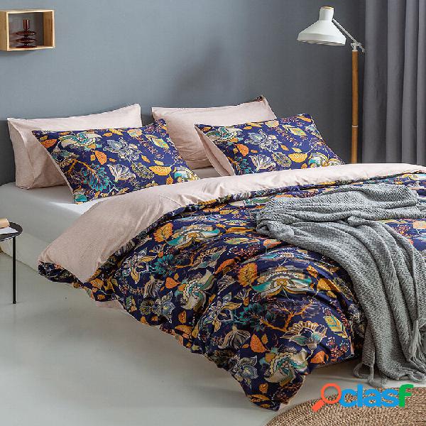 2/3 pezzi Bohemian Floral Overlay Print Comodo set di