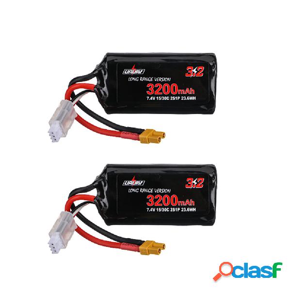 2Pcs URUAV 7.4V VTC6 3200mAh 15/30C 2S Li-ion a Lungo Raggio