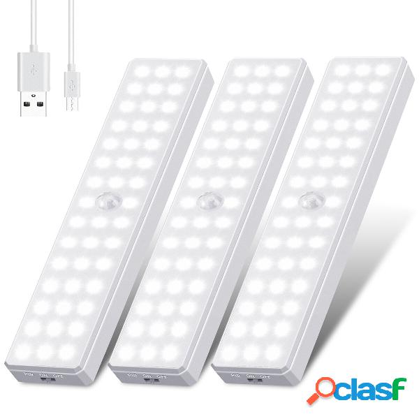 3PCS 6500K 44LEDs Sensore di movimento Luce 750mAh Adesivo