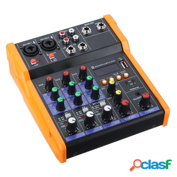 4 canali Bluetooth DJ Mic Audio Mixer Console di missaggio