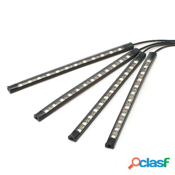 4Pcs Auto RGB 12LED Atmosfera interna Luce decorativa