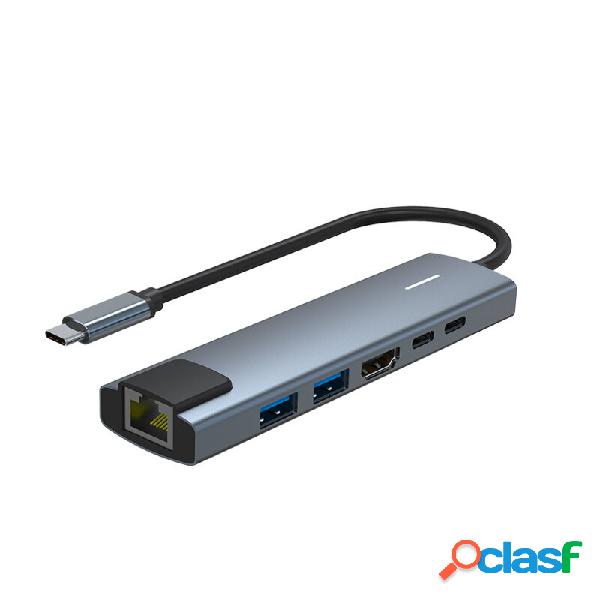 6 in 1 Type-C HUB Docking Station con