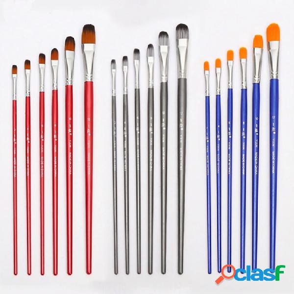 6 pezzi Olio Pennello Set Nylon Pittura Pennello Testa
