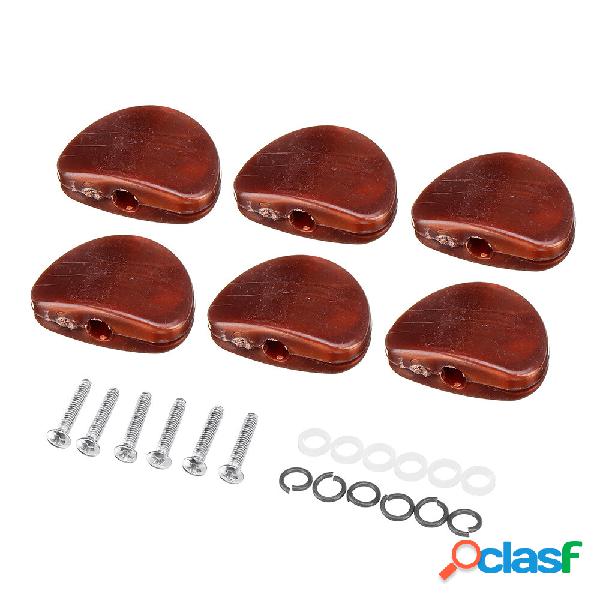6PCS Struttura in legno Chitarra Tuning Pegs Tuner Machine