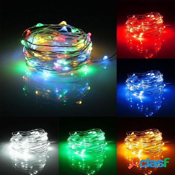 6m 60 LED a batteria argento luce del filo impermeabile