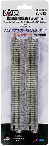 7078020 N Kato Unitrack Binario doppio, dritto 186 mm 2 pz.