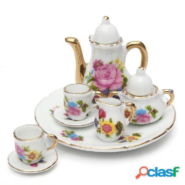 8pcs porcellana Vintage Tea Set Teiera Caffè Coppe Retro