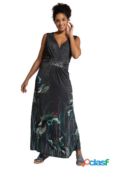 Abito maxi, calle, senza maniche, pietre decorative, jersey,