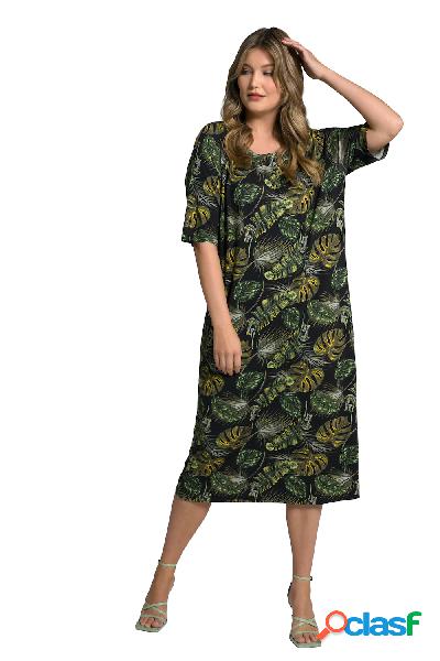 Abito, palme, spacchetti sulle spalle, scollo a girocollo,