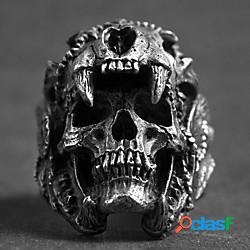 Anello a fascia Stile vintage Argento Lega Teschio Etnico Di