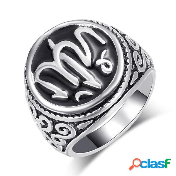 Anello vintage unisex con lettere darte placcate argento