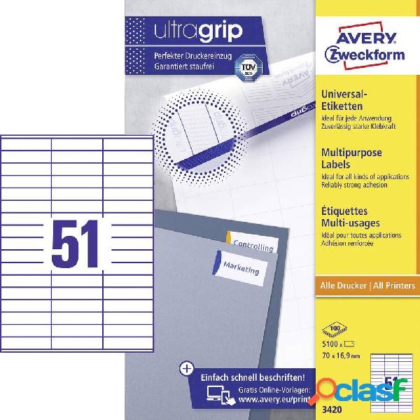 Avery-Zweckform 3420 Etichette 70 x 16.9 mm Carta Bianco