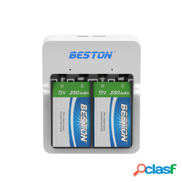 BESTON 9V Li-ion Batterie Caricabatterie 2 Slot Smart