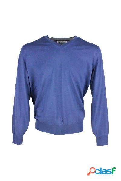 BRUNELLO CUCINELLI MAGLIONE UOMO M2400162CA709 LANA BLU