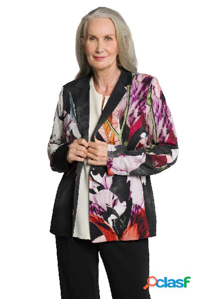 Blazer sciancrato con grande design floreale e scollo con