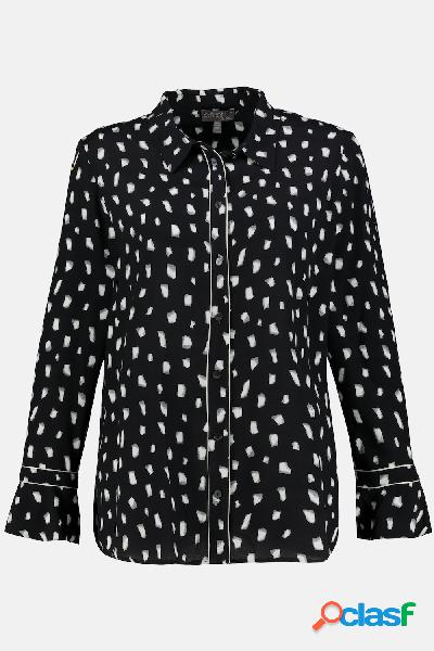 Blusa, crêpe a macchiette, pistagna, maniche lunghe,