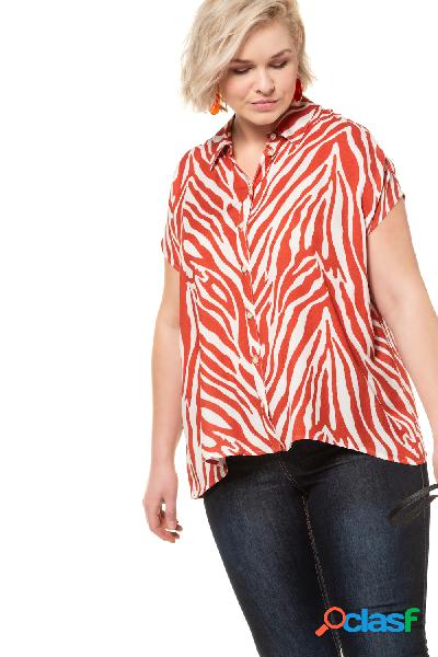 Blusa, fantasia zebrata, oversize, viscosa, Donna, Rosso,