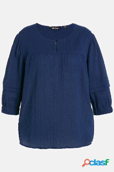 Blusa in seersucker dal taglio oversize con scollo a tunica