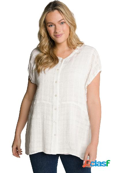 Blusa lunga in cotone biologico con texture a righe e collo