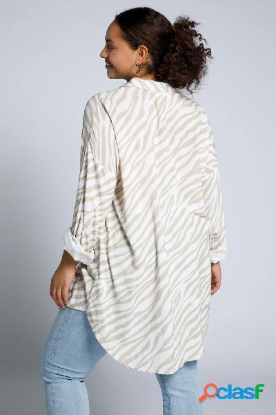 Blusa oversize con colletto da camicia, maniche lunghe e