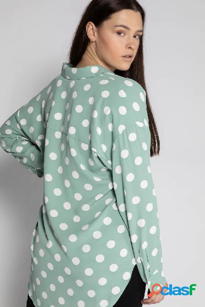 Blusa, pois, oversize, maniche lunghe, Donna, Turchese,