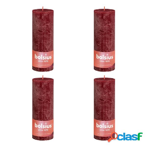 Bolsius Candele Rustiche a Colonna Shine 4 pz 190x68mm Rosso