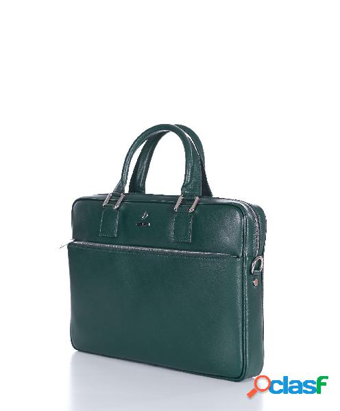 Borsa Ventiquattrore In Pelle Di Vitello Verde Saffiano