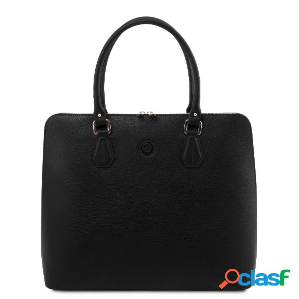 Borsa da lavoro in pelle per donna Nero