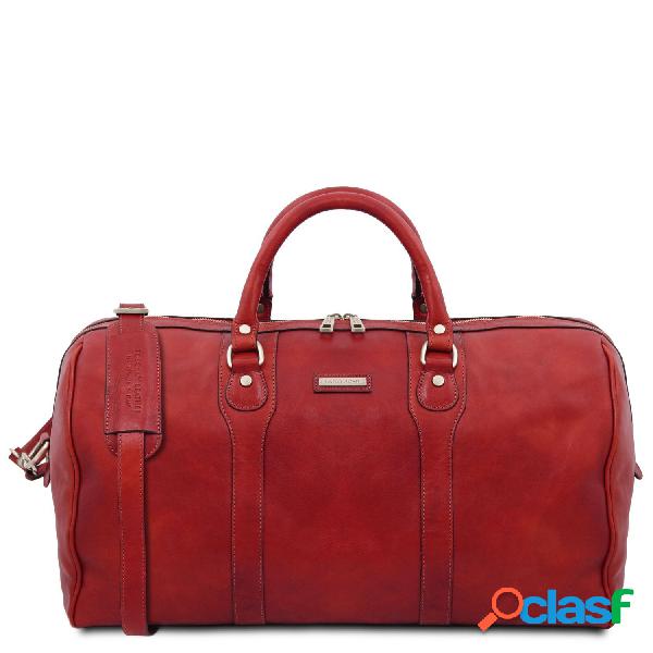 Borsone da viaggio in pelle Rosso