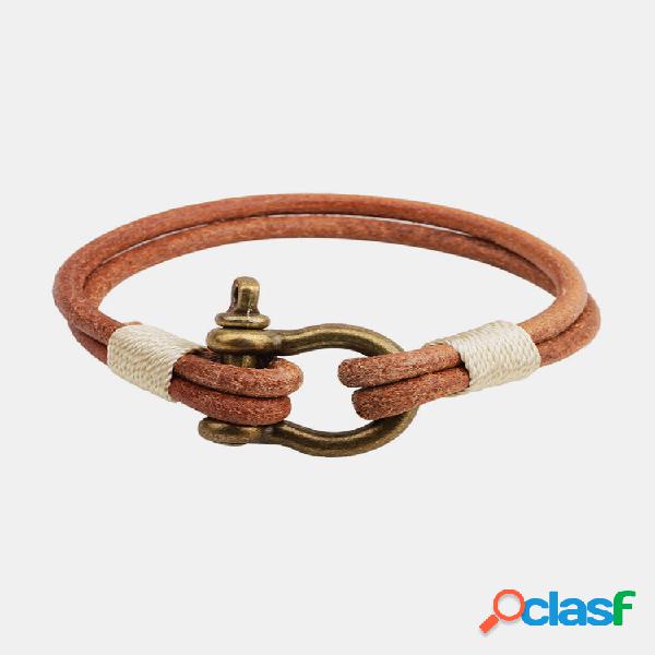 Bracciale da uomo semplice in lega di cuoio serratura regalo