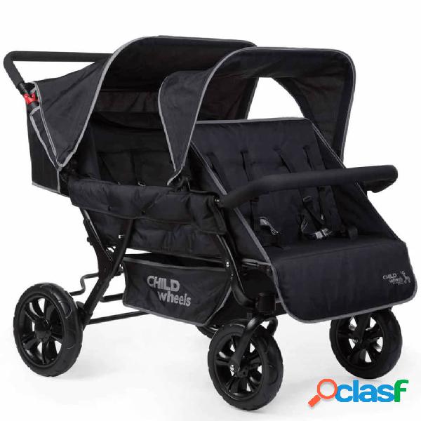 CHILDHOME Passeggino Gemellare Quadruplo Two by Two Nero