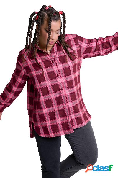 Camicia a quadri, oversize, colletto da camicia, maniche