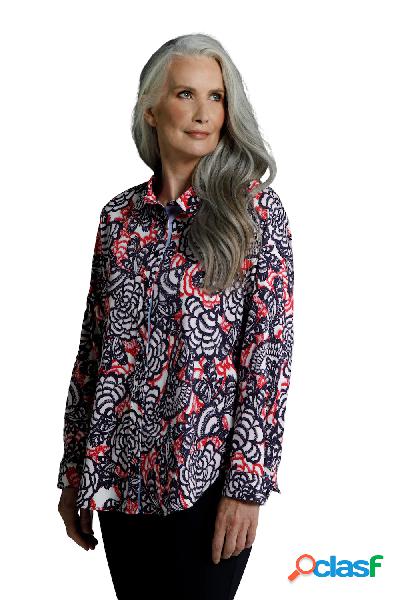 Camicia con design floreale, colletto da camicia e maniche