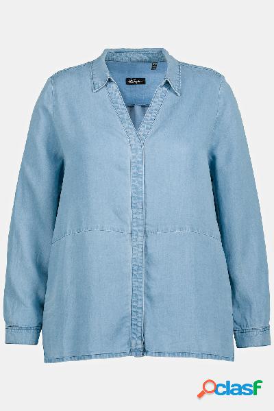 Camicia con lyocell, colletto da camicia, scollo a V e