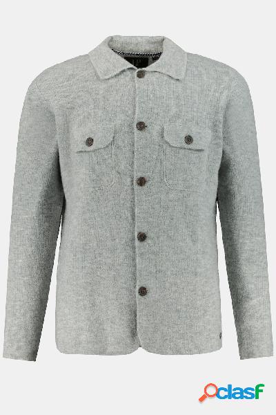 Camicia di maglia, maniche lunghe, tasche, colletto ad