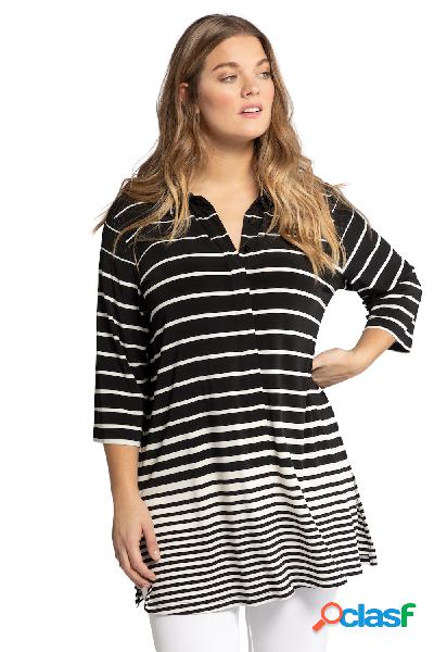 Camicia di tessuto fluente, design a righe, colletto da