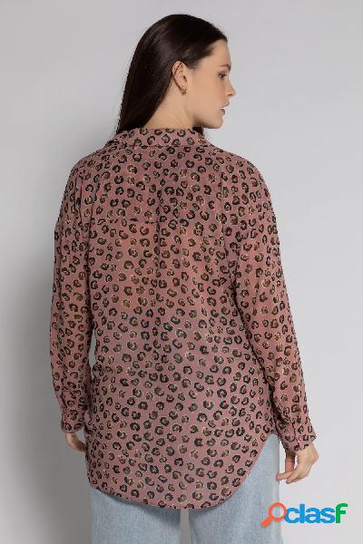 Camicia oversize a maniche lunghe con stampa leopardata,