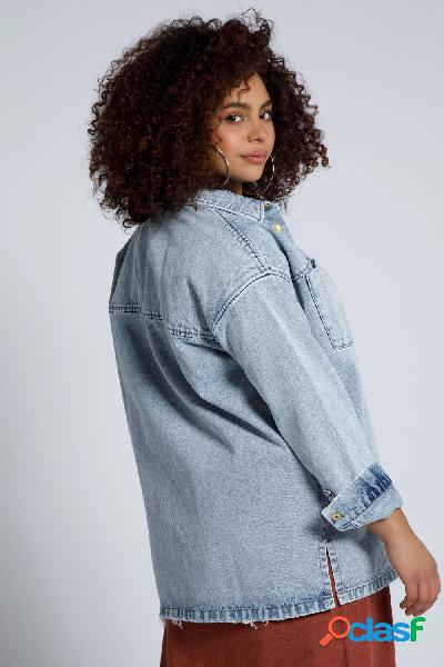 Camicia oversize di jeans con colletto da camicia e maniche