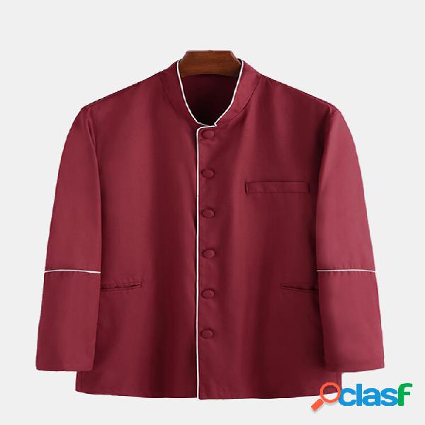 Camicie a maniche lunghe patchwork nazionale New Fit da uomo